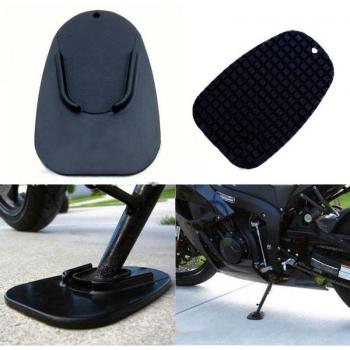 Soporte de extensión lateral para motocicleta, base de plástico negro, antideslizante, 1 unidad