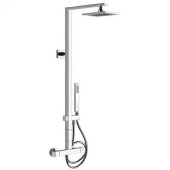 Gessi Rettangolo Duschsäule, Aufputz-Thermostat, 106 cm, Kopfbrause 216x140 mm, Handbrause, Chrom