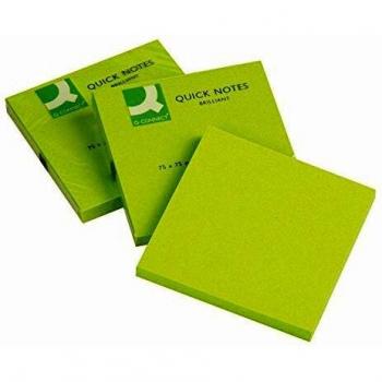 Bloc de notas adhesivas Q-Connect 75x75 mm verde neón 80 hojas
