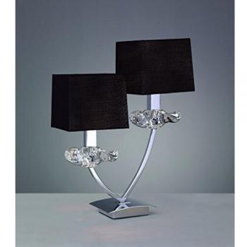 Tischleuchte Mantra AKIRA – 2‑Licht E14, glänzender Chrom, schwarze Schirme