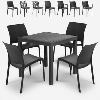 Oasis Urbano: Juego Jardín Rattan 80cm + Sillas Negras