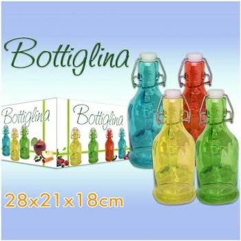 Set 12 Bottiglie di Vetro Colorato con Tappo 175ml