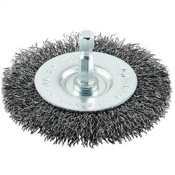 Silver 75 mm Drill Wheel Brush with Crimped Steel Wire – One Piece