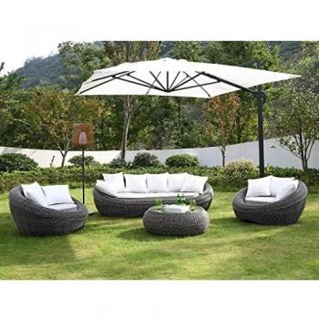 Arredo Giardino Whiteheaven: Divano, 2 Poltrone, Tavolino in Resina