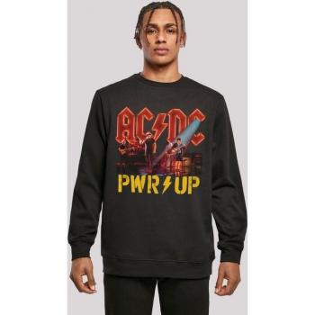 F4NT4STIC ACDC Stage Lights Sweatshirt – Herren S, Schwarzer Stoff, Rundhals, 50% Baumwolle + 50% Polyester, Langarm