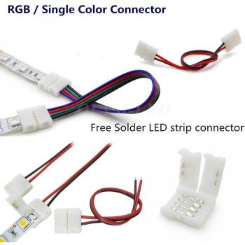Conector rápido para tira de LED 8mm y 10mm, 2 Pin y 4 Pin, 10 piezas