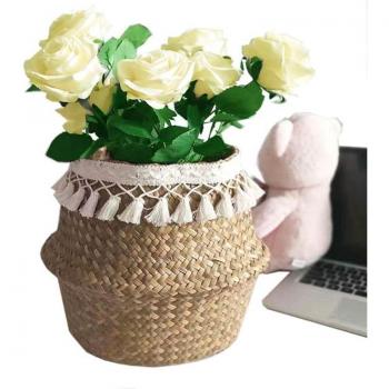 Cesta de Mimbre Hecha a Mano para Flores