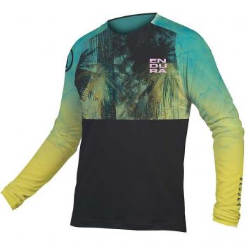 Maglia Endura Tropical Limited Edition a Maniche Lunghe Blu Acqua Giallo Nero