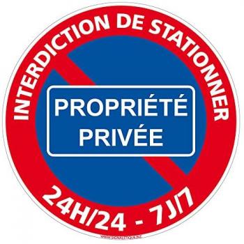 Panneau PVC 1 mm Interdiction de Stationner 24h/24