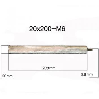 Tige d'anode en magnésium 20x200mm M6 pour chauffe-eau solaire avec écrou 1 pouce en cuivre