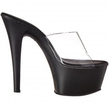 Pleaser ASPIRE‑601 Damen-Slipperschuh in Schwarz – Transparente Oberseite, EU 40