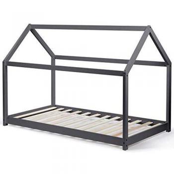 Neel Letto a Capanna Grigio 90x190cm con Rete a Doghe