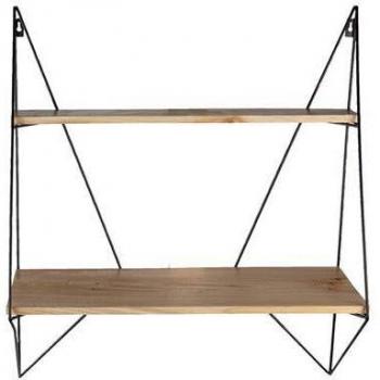 Clayre & Eef Wandplank 60x20x70 cm Zwart Ijzer Hout