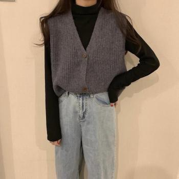 Korean Style Women's Sleeveless Cardigan Vest T547