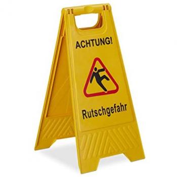 Pieghevole Cartello Antiscivolo con Descrizione, Giallo – Relaxdays