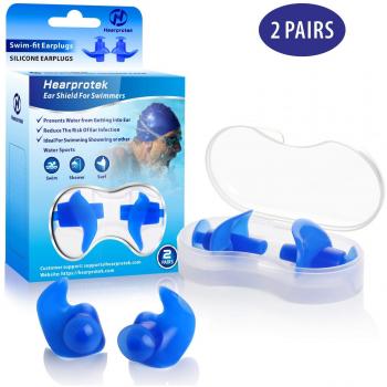 Bouchons d'oreilles en silicone pour piscine Hearprotek, taille adulte