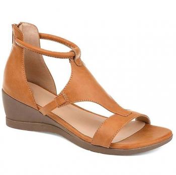 Sandales en cuir marron pour femmes, talon moyen, modèle ouvert, taille 39