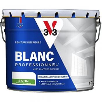 Satiné Blanc Pro V33 – Peinture Mur & Plafond 10L