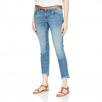 TOM TAILOR Damen Slim Jeans Carrie, Frayed Hem, Blau