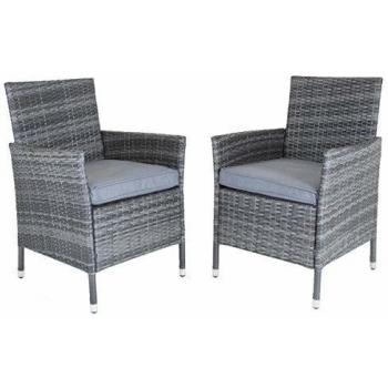 Outdoor Rattan Dining Chairs Pair, Grey
