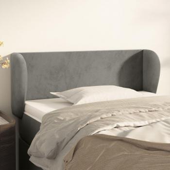 VidaXL Samt Kopfteil mit Ohren Hellgrau 103x23x78/88 cm