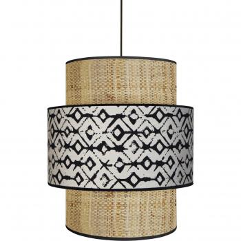 CHILL Abat-jour Cylindre Tissu Beige et Noir