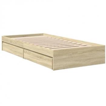VidaXL Bed Frame with Drawers Sonoma Oak 90x200 cm Engineered Wood