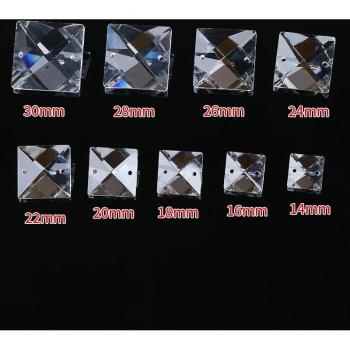 Chandelier Crystal Square Beads Set (10pcs, 2 Holes, 14/16/18/20/22mm)