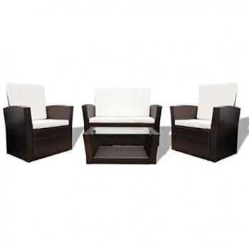 VidaXL 4-tlg. Garten-Lounge-Set mit Kissen Poly Rattan Braun