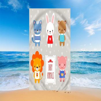 Serviette de plage microfibre dessin animé pour toute la famille