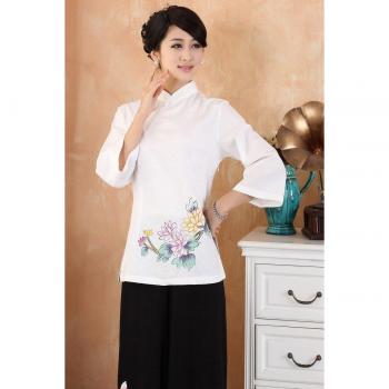 Floral Stand Collar Women's Qipao Shirt