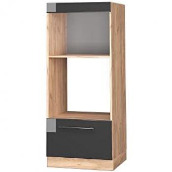 Armario para microondas Vicco, Fame-Line, Antracita alto brillo, 60 cm abierto