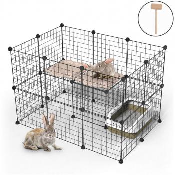 Parc pour chien Youke Design, clôture portable, 24 panneaux noirs