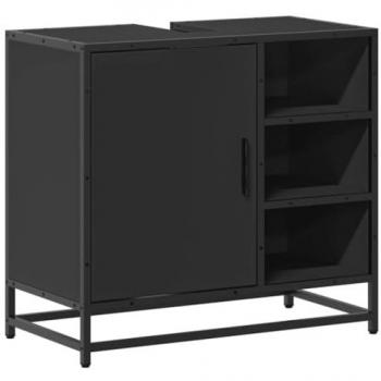 Scaffale per lavandino bagno nero 65x33x60 cm in legno composito