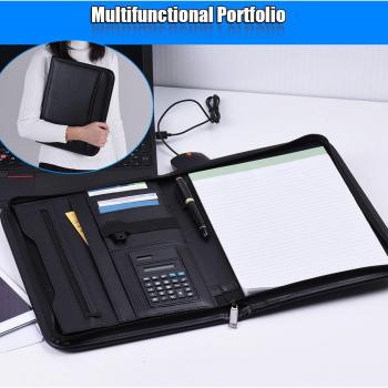 Dokumentenmanager aus PU Leder: 3-in-1 Business Ordner mit Reißverschluss, Kartenhalter & Memo‑Band
