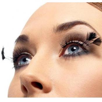 Ciglia finte Smiffy's con doppie piume nere