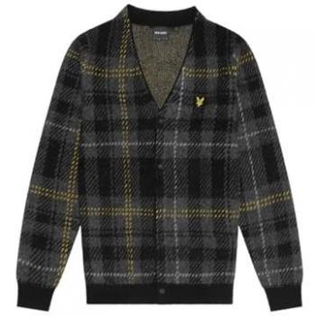 Lyle & Scott Men's Black Brushed Tartan Cardigan
