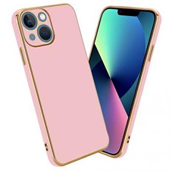 Protection Étui en Silicone – iPhone 14 Plus, Couleur Rose & Or
