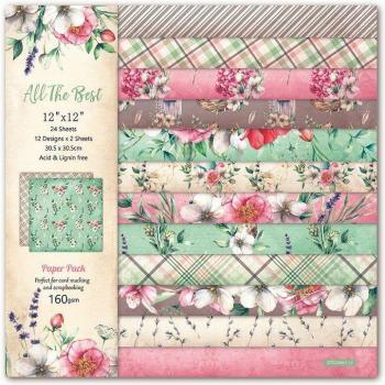 Papier de bricolage rétro fleurs de pêche, 30,5 cm x 30,5 cm, 24 pièces