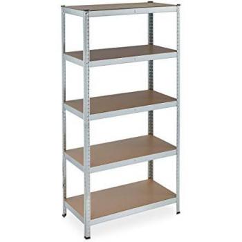 Dual Garage Storage Shelving – 875 kg Capacity – 5 Shelves – 180×90×45 cm – Galvanised Steel – Silver