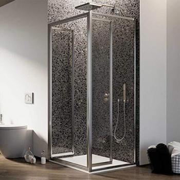 Parois de Douche Angulaire 70x70CM H185 Verre Transparent 2 Portes Pivotantes Mod. Clint