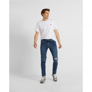 Jeans casuales de hombre con desgaste azul
