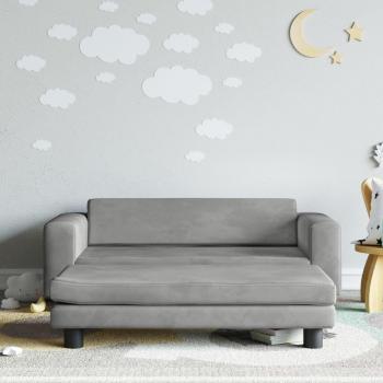 Light Grey Velvet Kids Sofa with Footstool 100x50x30 cm