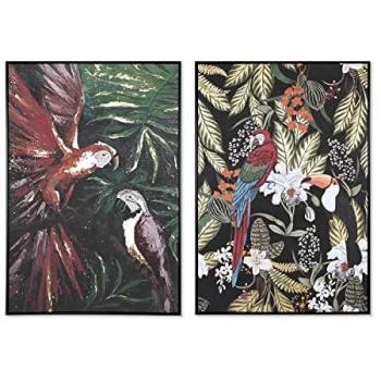 Cadre en bois naturel perroquet tropical 83 x 4,5 cm