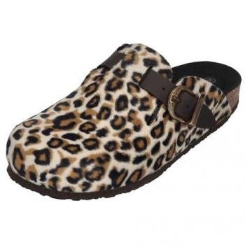 Plakton BLOGG 181539 Damen Pantoletten Leopard Chocolate