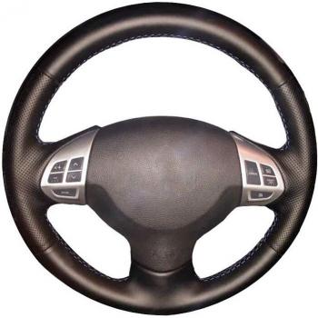 Black Faux Leather Braided Steering Wheel Cover for Mitsubishi Lancer EX, Outlander ASX, Colt, Pajero Sport