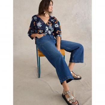 Jean Tia Pattes d'Éléphant en Denim Sombre