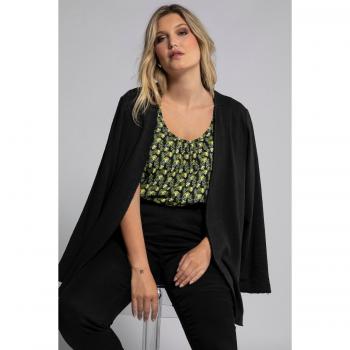Felpa nera, design aperto, orli non rifiniti, donna, taglia comoda, cotone