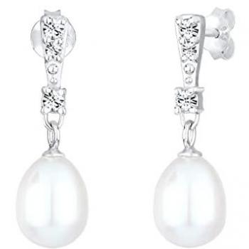 Elli Elegante Ohrhänger mit Perlen und Kristallen aus 925 Silber