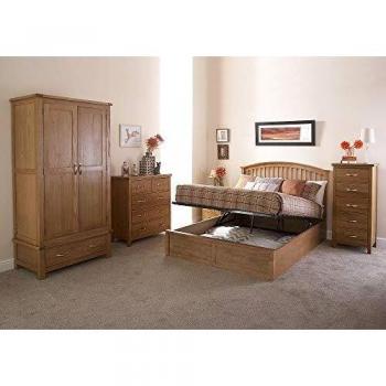 Madrid 4ft6 Double Wood Ottoman Lift up Bed Shaker Style Storage Bed in Oak